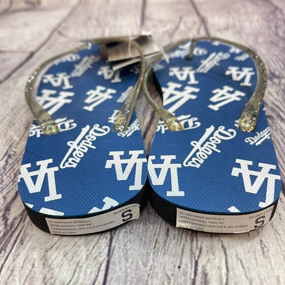 NEW MLB Los Angeles Dodgers Baseball‎ Women's Size 6 Flip Flops Thong Sandals - Picture 4 of 10